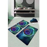 Chilai Home Peacock 3lü Set Banyo Halısı Paspas Yıkanabilir Kaymaz Taban Klozet Takımı