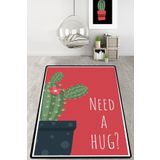 Chilai Home Pentola Kırmızı Djt Modern Tasarım Yıkanabilir Kaymaz Taban Halı, Salon Halısı, Dekoratif Halı, 80 x 150