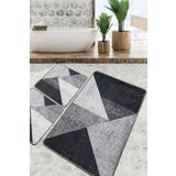 Chilai Home Phell Gri Paspas Djt 3'lü Set Yıkanabilir Kaymaz Taban Banyo Halısı