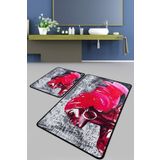 Chilai Home Pink Hair Djt 2'li Set Banyo Paspası Kaymaz Tabanlı Banyo Halısı Klozet Takımı