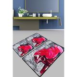 Chilai Home Pink Hair Djt 3'lü Set Kaymaz Tabanlı Banyo Halısı Klozet Takımı