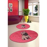 Chilai Home Pink Pug 2'li Set Banyo Halısı Seti Djtbanyo - Renkli - 4701