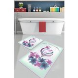 Chilai Home Purple Balloon 2li Set Djt Banyo Halısı Kaymaz Tabanlı Klozet Takımı Paspas Seti