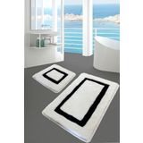 Chilai Home Quadrato Siyah 2'li Set Paspas Yıkanabilir Kaymaz Taban Banyo Halısı