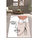 Chilai Home Silueta Djt Beyaz Dekoratif Modern Tasarım Yıkanabilir Kaymaz Taban Halı Yolluk, 100 x 200