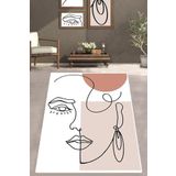 Chilai Home Silueta Djt Beyaz Dekoratif Modern Tasarım Yıkanabilir Kaymaz Taban Halı Yolluk, 80 x 200