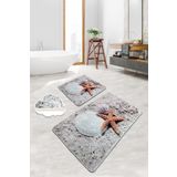 Chilai Home Starfısh 2'li Set Banyo Halısı Paspas Yıkanabilir Kaymaz Taban Klozet Takımı