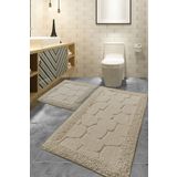 Chilai Home Stone Cotton Bej 2'li Set 60x100 Cm 50x60 Cm Pamuklu Banyo Paspas Seti Akrilik