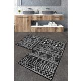 Chilai Home Straordinario Siyah Banyo Halısı 2'li Set, Banyo Halısı , Banyo Paspası Yıkanabilir