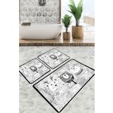 Chilai Home Three Bears Banyo Halısı Djt 3'lü Set Banyo Paspası Kaymaz Tabanlı Klozet Takımı
