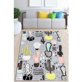 Chilai Home Vector Cactus Djt Dekoratif Modern Tasarım Yıkanabilir Kaymaz Taban Halı Yolluk, 80 x 150