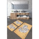 Chilai Home Vintage Roses 3'lü Set Djt Banyo Halısı Kaymaz Tabanlı Klozet Takımı Paspas Seti