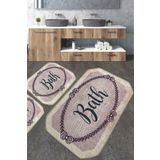 Chilai Home Voten Banyo Halısı Djt 3'lü Set Yıkanabilir Kaymaz Banyo Halısı Paspas