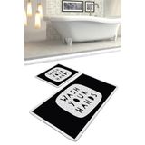Chilai Home Wash Your Hands Black Djt 2'li Set Banyo Halısı Klozet Takımı