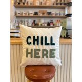 Chill Here Işlemeli Pamuklu Punch Kırlent Yastık Kılıfı - 43*43XM - Punch Işlemeli Yastık Kılıfı - 43 x 43 cm - Yeşil