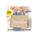 CHIMARIVA Nakışlı Kişiselleştirilmiş Jüt Çanta | Kişiye Özel Tasarım, Doğal Kumaş | Küçük Boy