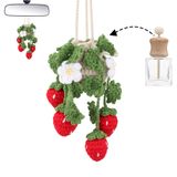 Chimeloo Home Sevimli Araba Hava Spreyi Asılı, Kadınlar için Araba Spreyleri, Tığ Araba Aksesuarları Sevimli Dikiz Aynası Aksesuarları, El Yapımı Boho Araba Asılı Aksesuarlar, Kırmızı Çilek
