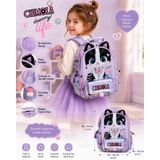 Chimola Dreamy Life Kedi Desenli 12 İnç Anaokulu Sırt Çantası – Peluş Kulaklı Lila BT287
