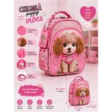 Chimola Puppy Vibes Poodle Desenli 12 İnç Anaokulu Sırt Çantası – Peluş Kulaklı BT289