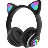 Chimon Kulağı Bluetooth Kablosuz Kulaklık Rengarenk Işıklı Rgb Mor Çocuk Oyun Kulaklığı Radyolu - Siyah