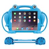 CHIN FAI iPad 10,2 inç 9. / 8. / 7. Nesil 2021/2020/2019 için Çocuk Kılıfı [Göz Kıran Kurbağa] Darbeye Dayanıklı Silikon Saplı Stand Kılıf iPad Air 3 / iPad Pro 10,5 inç Kalem Tutuculu (Mavi)