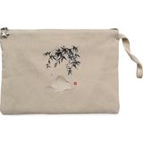 China Mountain Scenery Krem Clutch Astarlı Cüzdan / El Çantası - 25x18cm