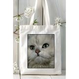 Chinchilla Kedisi Kedi Baskılı Bez Çanta Omuz Çantası Kişiye Özel Model 5