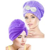 Chizgy Ikili Set Saç Havlusu Bonesi Lastikli Fiyonklu & Mikrofiber 2 Düğmeli Saç Havlusu - Açık Lila