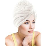 Chizgy Mikrofiber 2 Düğmeli Saç Havlusu - Ekru