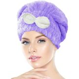 Chizgy Mikrofiber Saç Havlusu Bonesi Lastikli Fiyonklu - Açık Lila