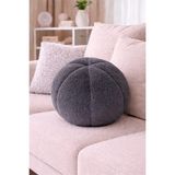 Chizgy Peluş Top Yastık Welsoft Dekoratif Kırlent Yumuşak Yuvarlak Minder Ev Dekoru Şık Tasarım - 25 x 25 cm - Antrasit
