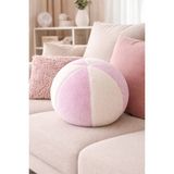 Chizgy Peluş Top Yastık Welsoft Dekoratif Kırlent Yumuşak Yuvarlak Minder Ev Dekoru Şık Tasarım - 25 x 25 cm - Ekru - Pembe