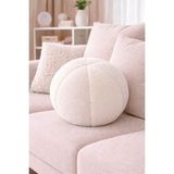 Chizgy Peluş Top Yastık Welsoft Dekoratif Kırlent Yumuşak Yuvarlak Minder Ev Dekoru Şık Tasarım - 25 x 25 cm - Ekru