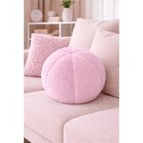 Chizgy Peluş Top Yastık Welsoft Dekoratif Kırlent Yumuşak Yuvarlak Minder Ev Dekoru Şık Tasarım - 25 x 25 cm - Pudra