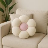 Chizgy Peluş Top Yastık Welsoft Dekoratif Kırlent Yumuşak Yuvarlak Minder Ev Dekoru Şık Tasarım - 35 x 35 cm - Ekru - Hardal
