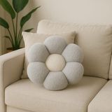 Chizgy Peluş Top Yastık Welsoft Dekoratif Kırlent Yumuşak Yuvarlak Minder Ev Dekoru Şık Tasarım - 35 x 35 cm - Ekru - Kahverengi