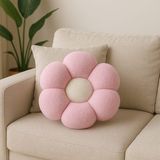 Chizgy Peluş Top Yastık Welsoft Dekoratif Kırlent Yumuşak Yuvarlak Minder Ev Dekoru Şık Tasarım - 35 x 35 cm - Ekru - Kırmızı