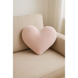 Chizgy Welsoft Kalp Yastık Dekoratif Peluş Yumuşak Süs Yastığı Pofuduk Ev Dekoru Hediyelik - 40 x 40 cm - Pudra