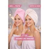 CHIZGY Welsoft Mikrofiber 2 Düğmeli Saç Havlusu Ultra Emici Hızlı Kuruyan Pratik Konforlu Kullanım