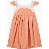 Chloe Chloé Kids Dantel Işlemeli Ipek Fırfırlı Kız Çocuk Elbise - Turuncu