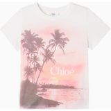 Chloe Chloé Kids Logo Baskılı Pamuk Jarse Kız Çocuk Tişört - Beyaz