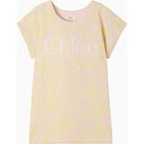 Chloe Chloé Kids Logolu Çiçek Desenli Pamuk Karışımlı Kız Çocuk Havlu Elbise - Sarı