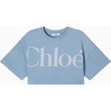 Chloe Chloé Kids Logolu Kısa Kesim Pamuk Jarse Kız Çocuk Tişört - Mavi