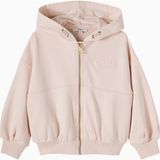 Chloe Chloé Kids Logolu Pamuk Jarse Fermuarlı Kapüşonlu Kız Çocuk Sweatshirt - Pembe