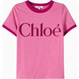 Chloe Chloé Kids Logolu Pamuk Jarse Kız Çocuk Tişört - Pembe