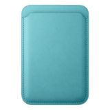 Chna Apple iPhone 12 / 13 / 14 / 15 / 16 / 17 Serisi ile Uyumlu Deri Cüzdan Magsafe Kartlık Aqua Blue (Mavi)