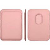 Chna Apple iPhone 12 / 13 / 14 / 15 / 16 / 17 Serisi ile Uyumlu Deri Cüzdan Magsafe Kartlık Pudra Pembe