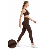 CHNA Toparlayıcı Yüksek Bel Tayt, Siyah, Kompakt Kumaş, İç Göstermeyen, Esnek, Spor ve Günlük Kullanım (Kahverengi, M)
