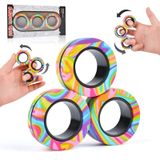 Chnaivy Manyetik Yüzükler Fidget Oyuncak Seti, En Yeni Renkli Parmak Yüzükleri Oyuncak, Stres Giderici Manyetik Spinner Yüzük, Anksiyete Giderici Fidget Oyuncak Komik Hediyeler Çocuklar Erkekler