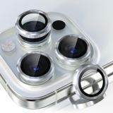 Choiche [3+1 iPhone 15 Pro/iPhone 15 Pro Max Kamera Lens Koruyucu, 9H Temperli Cam Kamera Kapağı Ekran Koruyucu Metal Halka Dekorasyon Aksesuarları (Gümüş)